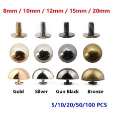 8/10/12/15/20mm Round Head Button Rivets Screws Studs Leather Craft Rapid Repair