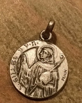 Alte religiöse Medaille St. Gilles Patronen der Kranken signiert Penin