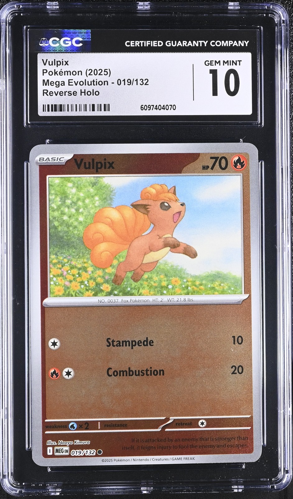 CGC 10 Vulpix 019/132 Reverse Holo Mega Evolution Pokémon Card