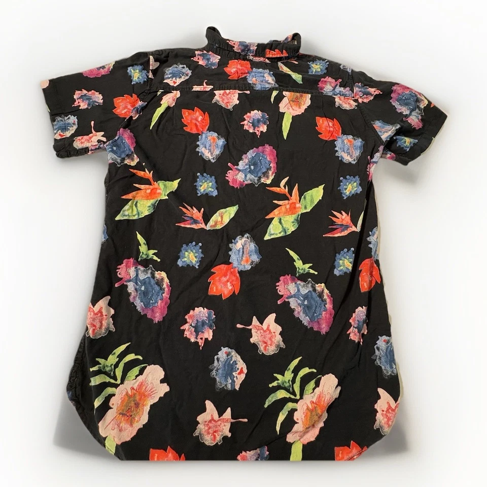 Camisa masculina de diversão moderna grande L floral geométrica manga curta havaiana (A16 - Imagem 3 de 4