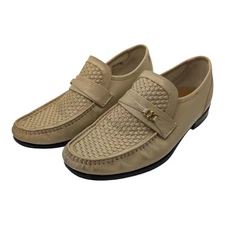 Gatsby Mason Diplomat Tan leather woven horsebit loafer shoes Mens 9.5E Vintage 