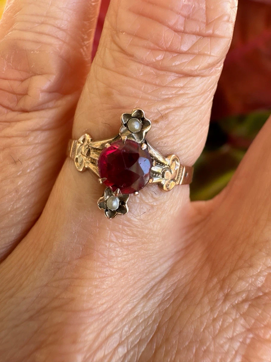 Ruby Pearl Ring In Victorian & Edwardian Fine Rings for sale | eBay