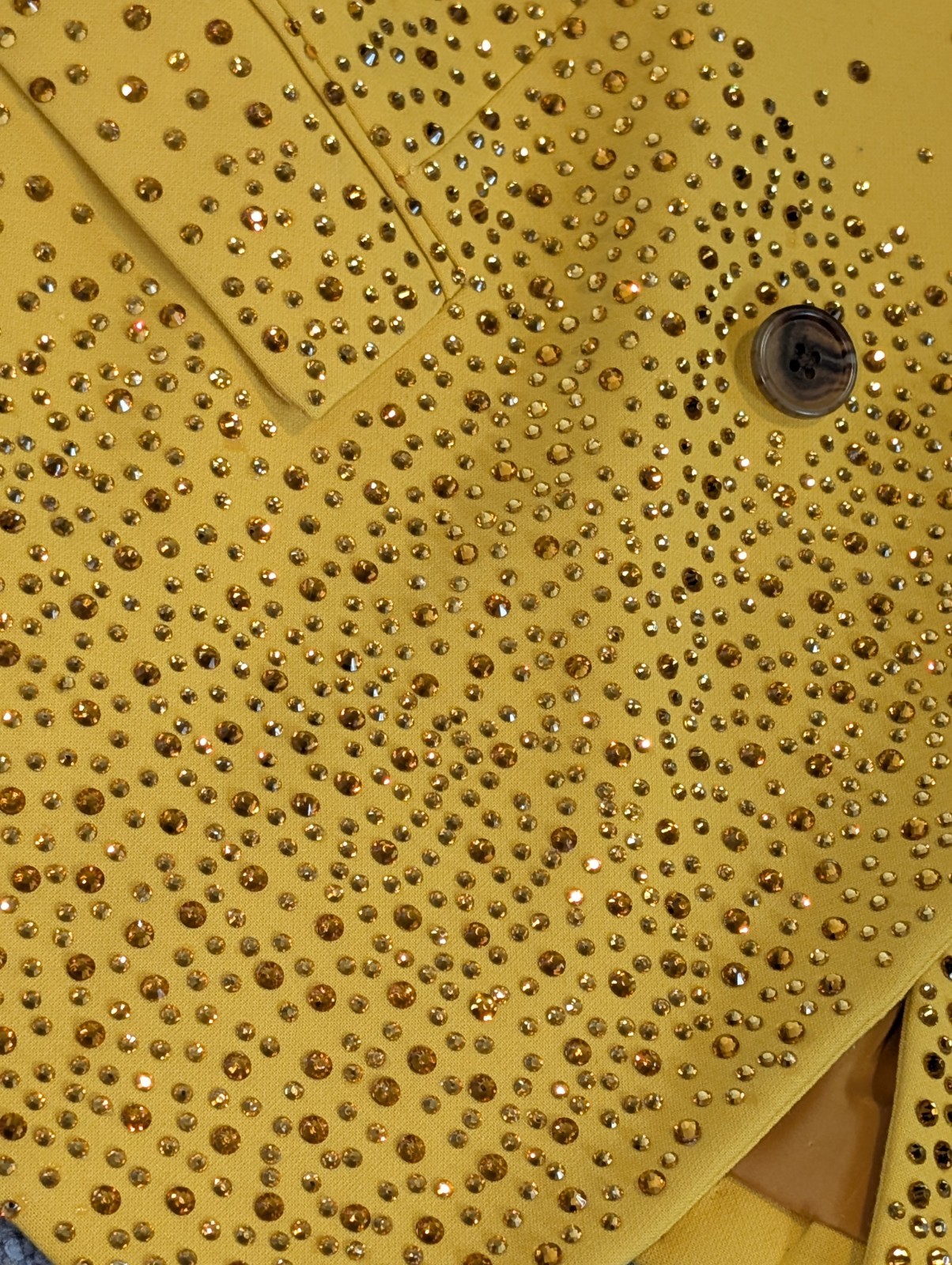 Upcycled Calvin Klein Yellow Sequin Rhinestone Bl… - image 2