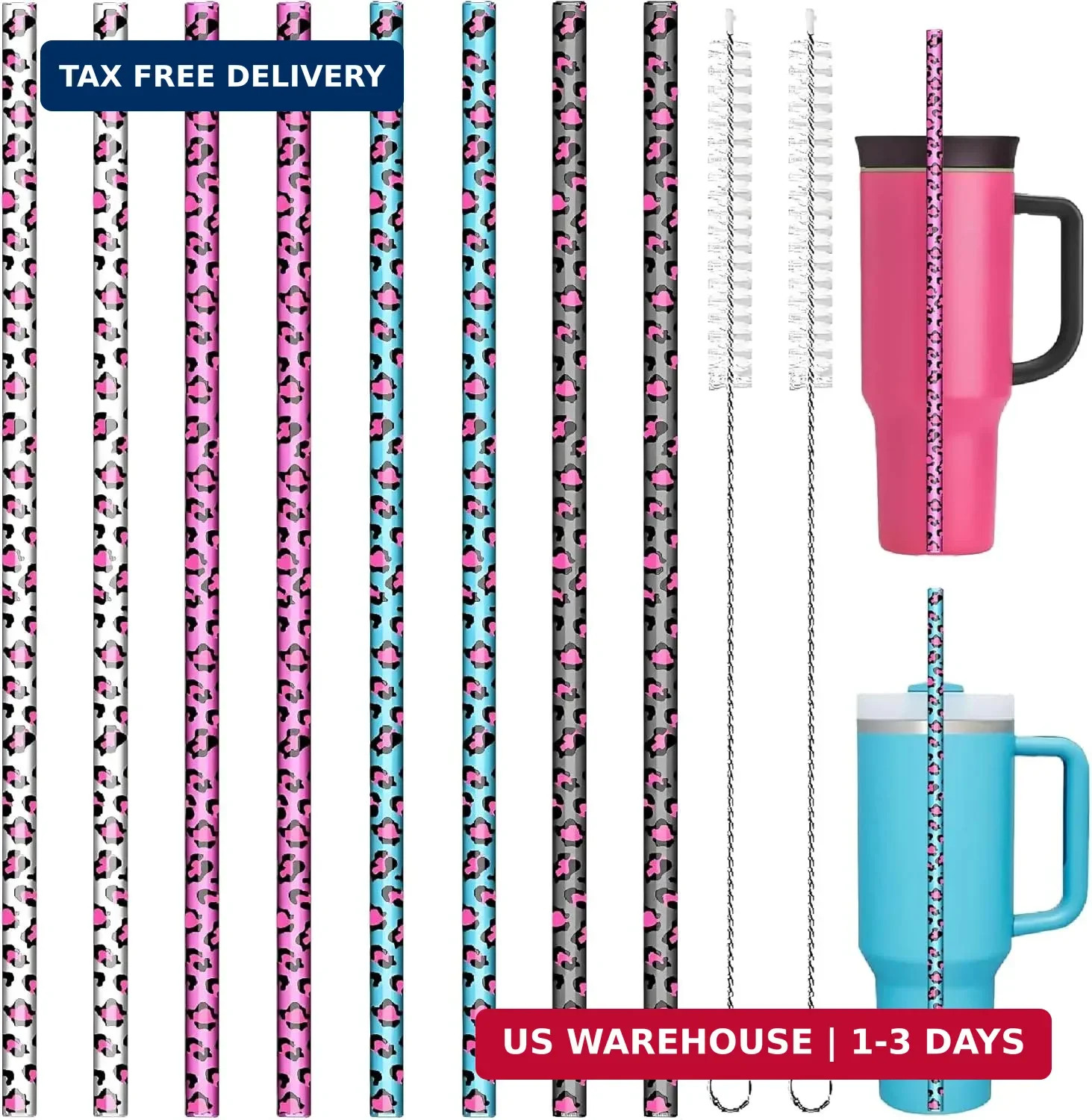 Replacement Leopard Thick Straws for Stanley|Owala|Simple Mo