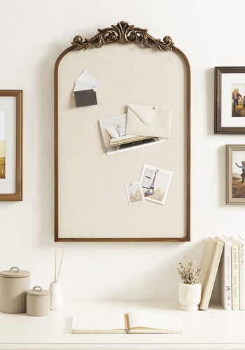 Vintage Gold Frame Pinboard 30.8 x 19 Rustic Linen Notice Board Home Decor - Picture 4 of 8