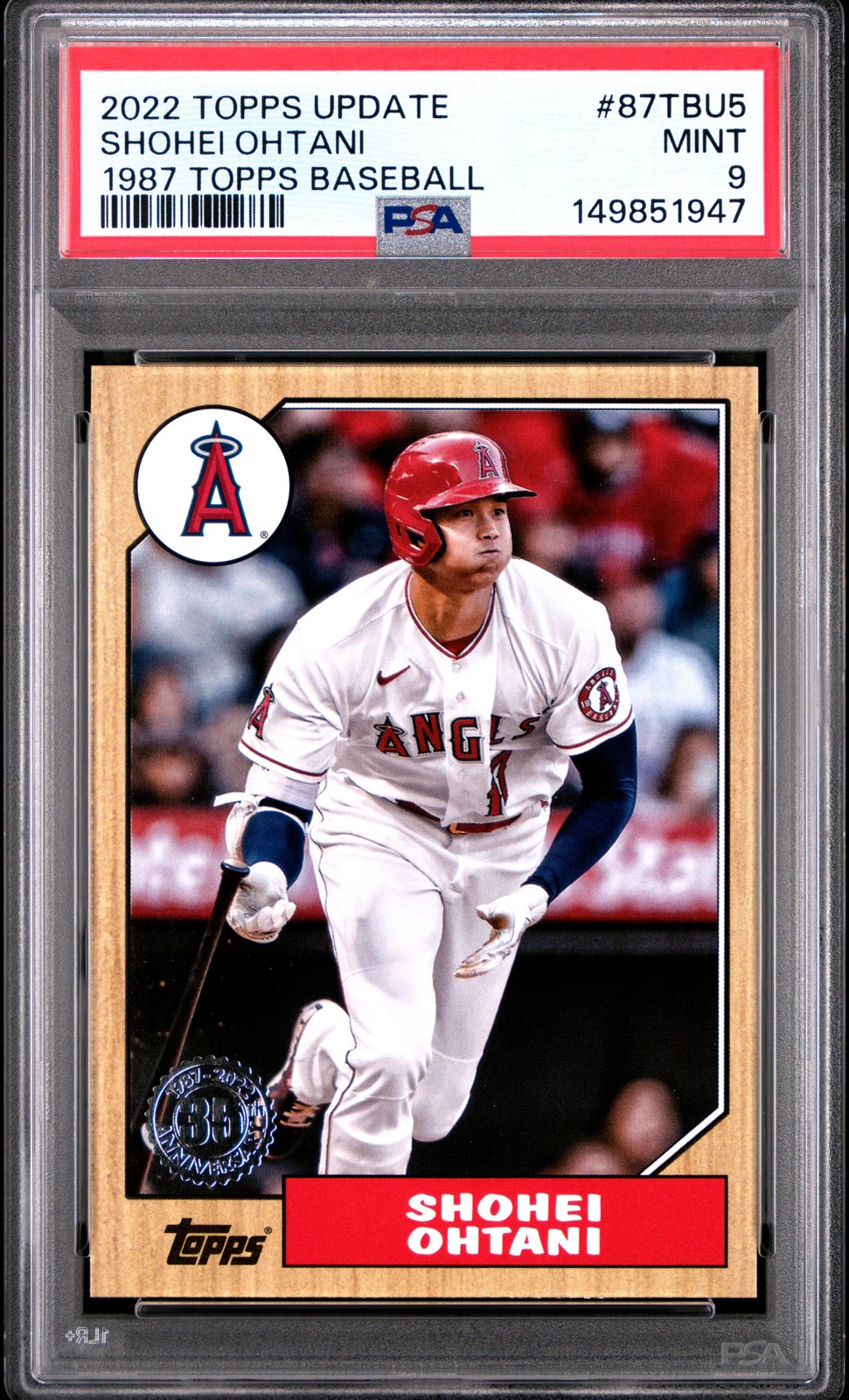 2022 TOPPS UPDATE 1987 TOPPS BASEBALL #87TBU5 SHOHEI OHTANI PSA 9