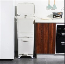Mobile Recycling Waste Bin Kitchen Living Room Rubbish Trash Can Trolley 38L 42L