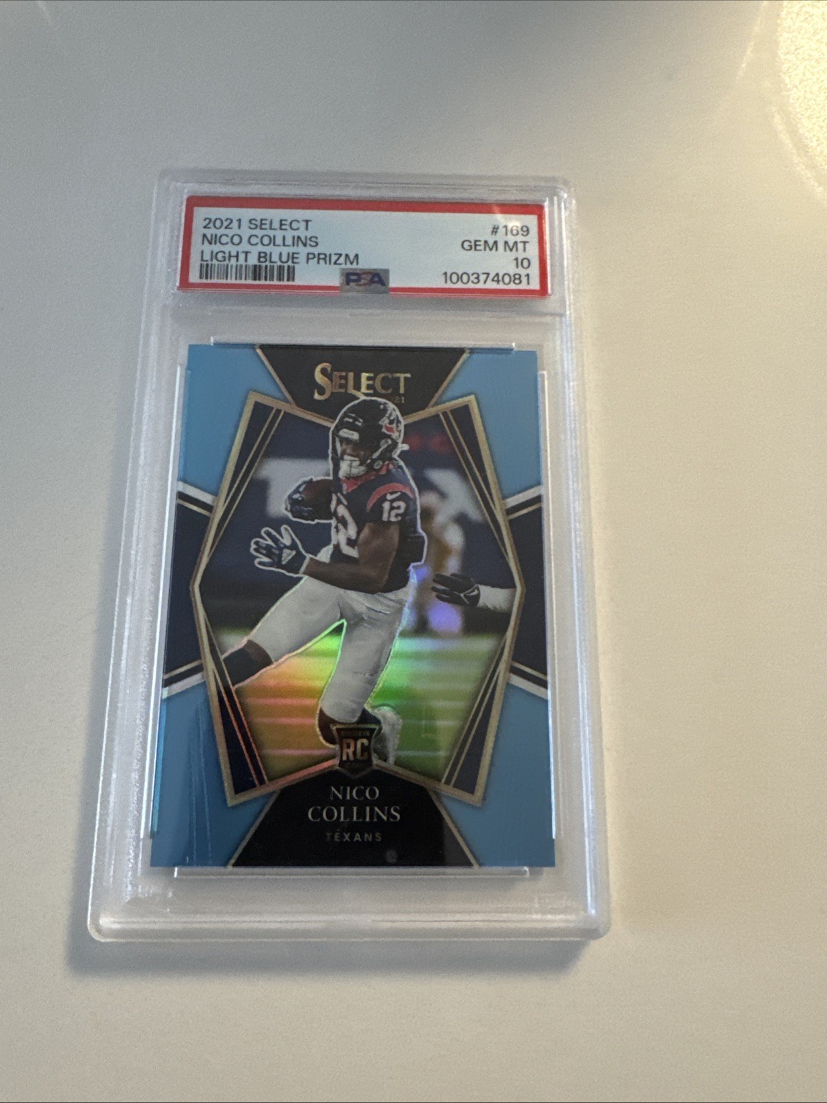 2021 Panini Select - Premier Level Nico Collins #169 Light Blue Prizm /99 (RC)
