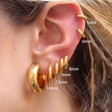 925 Sterling Silver Hoop Sleeper Earrings Hinged Small Large Ear Nose Rings Sets