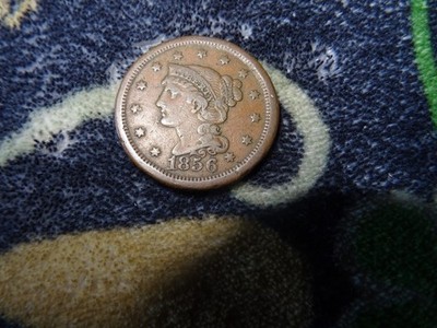 1856 USA Braided Hair Large Cent in VF-XF Nice Brown color Details condition