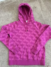 Nike womens Hoodie Sweatshirt AOP Pink Pullover Sz Small Long Sleeve Dri Fit