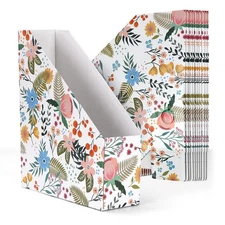 Best EXYGLO 12 Pack Magazine File Holder Cardboard Rack with Label, Foldable