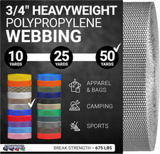 Heavyweight Polypropylene Webbing - Heavy Duty Poly Strapping for Outdoor DIY Ge