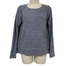Barefoot Dreams Sweater Womens Small Gray CozyChic Lite Raglan Fluffy Pockets
