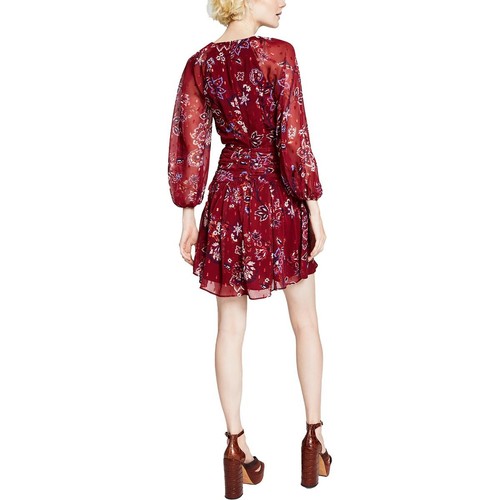 Robe Casual Vince Camuto - Imprimé Floral Et Colorblock, Rouge Vif, Taille S, Genou, Neuve Avec étiquette