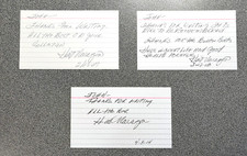 SET OF 3 HAL NARAGON SIGNED AUTOGRAPHED 3X5 INDEX CARDS - FREE SHIPPING