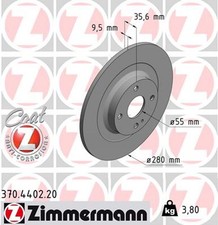 2x Bremsscheibe COAT Z ZIMMERMANN 370.4402.20 für FIAT ABARTH 124 MAZDA MX RF ND