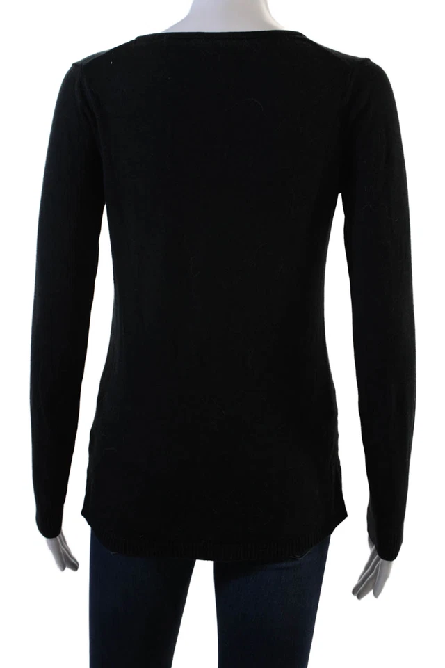 Suéter de mujer Lacoste manga larga cuello en V negro algodón talla 38 EUR Foto 3 de 4