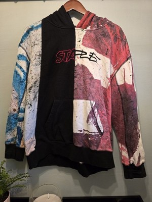 Staple Pigeon Multicolor Hoodie Size XL, Chaotic Graphic Wrap Sweatshirt, Thumb