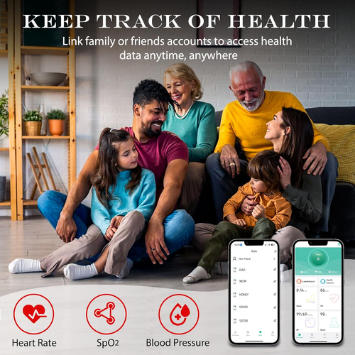 Smart Health Ring for Women Men Fitness Tracker with Heart Rate, Blood Oxygen, B - Picture 2 of 12
