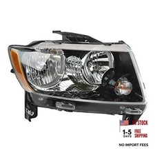 Passenger Side Headlight Assembly Halogen Black Bezel HLA88101
