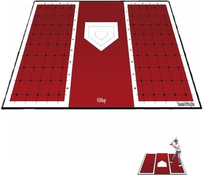 Baseball and Softball Hitting Mat,Home Plate Mat with Batting Stance Alignment