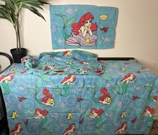 Vintage Disney 90's The Little Mermaid 3 Piece Sheet Set Made in USA