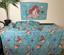 Vintage Disney 90's The Little Mermaid 3 Piece Sheet Set Made in USA