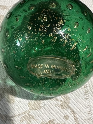 SET of 2 ITALIAN MURANO GLASS GREEN BUBBLE & SILVER SALT & PEPPER SHAKERS - Picture 8 of 8