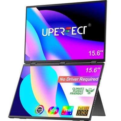 UPERFECT 15.6'' Dual Monitor 1920x1080 HDR IPS Portable Monitor Laptop Extender