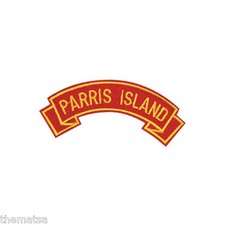 MARINE CORPS PARRIS ISLAND  MILITARY EMBROIDERED USMC RED SHOULDER ROCKER PATCH