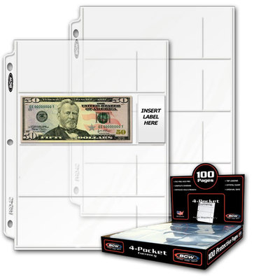 4 POCKET CURRENCY Money Page Sleeve Banknote Holder 10 Ultra Storage PRO