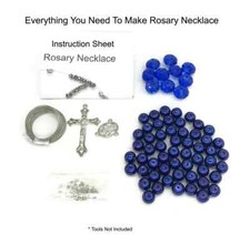 Rosary Making Kit Glass Bead Rosary First Communion Gift Baptism DIY NAVY BLUE