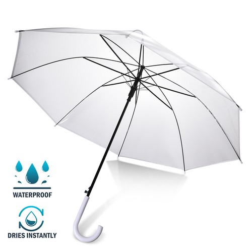 46"in Arc Clear Full Dome Umbrella Transparent Automatic Parasol Wedding Party - Picture 2 of 15