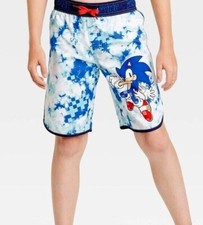 Sz 4-14 Sonic the Hedgehog Swimsuit Swim Trunks Shorts Boy's SEGA Video Game NWT