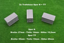 3x Trafohaus Trafohäuschen  Spur N + TT -  Silber - 3D Druck PLA