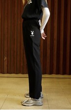 NWT Pacsun Playboy Black Boyfriend Fit Wide Leg Embroidered Bunny Logo Pants XS