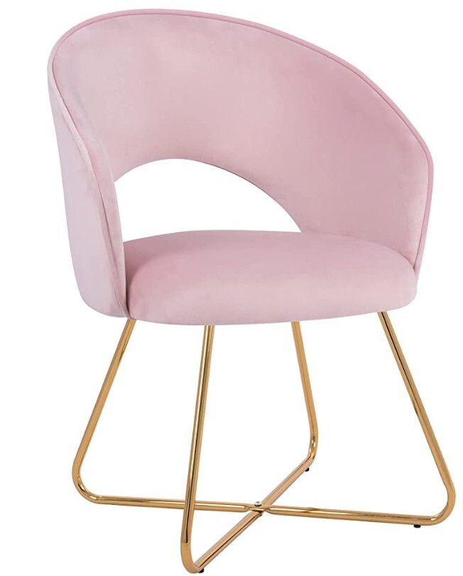 Velvet Comfy Pink Accent / Lounge Chair - gold legs great condition super clean