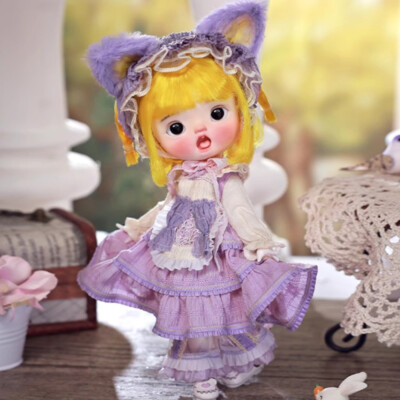 Full Set 1/6 BJD Doll Resin Ball Joints Doll Girl Cute Cat Ear Doll Handmade Toy