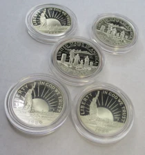 Lot of 5 1986  Statue of Liberty Commemorative Clad Half Dollar Proof 50c