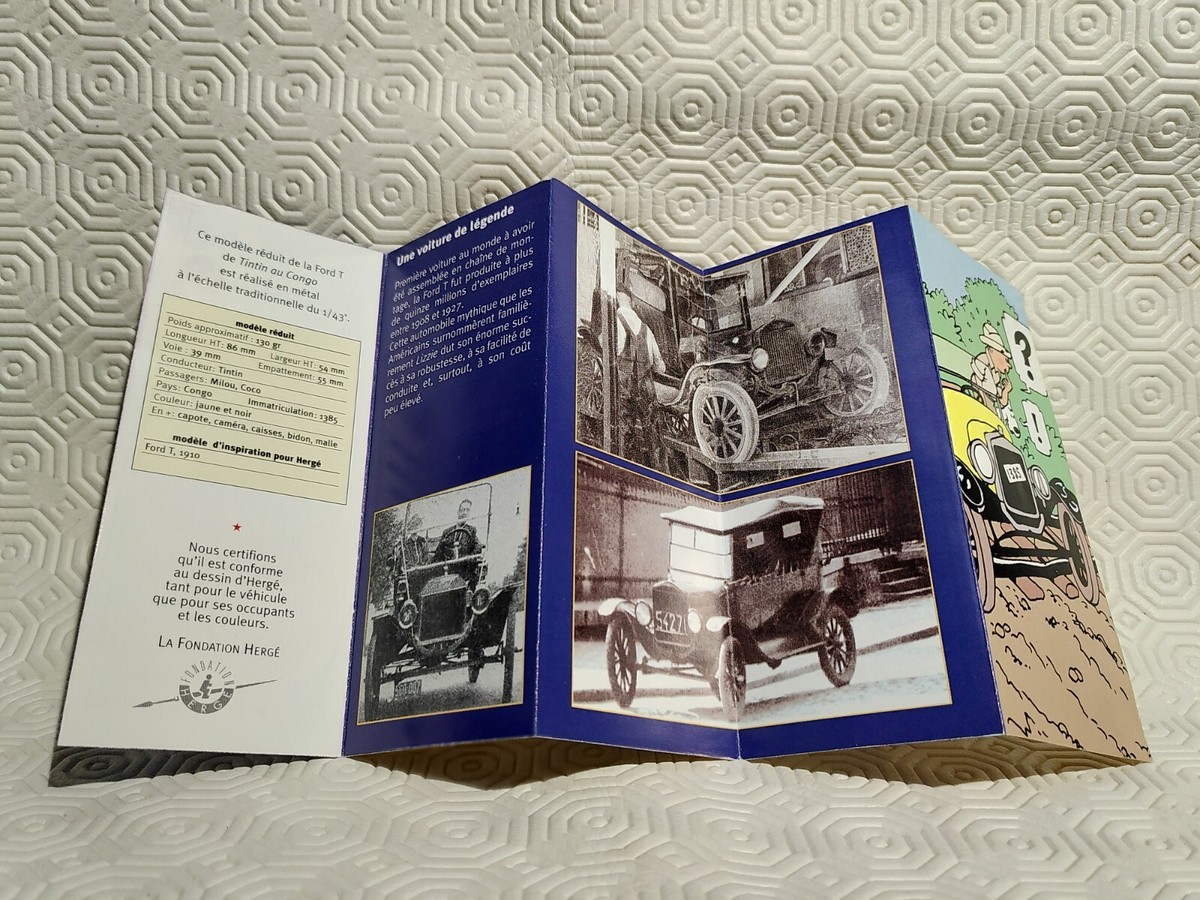 Miniature Voiture 1/43 Ford T Jaune - Édition Tintin Atlas - Neuf En Boîte
