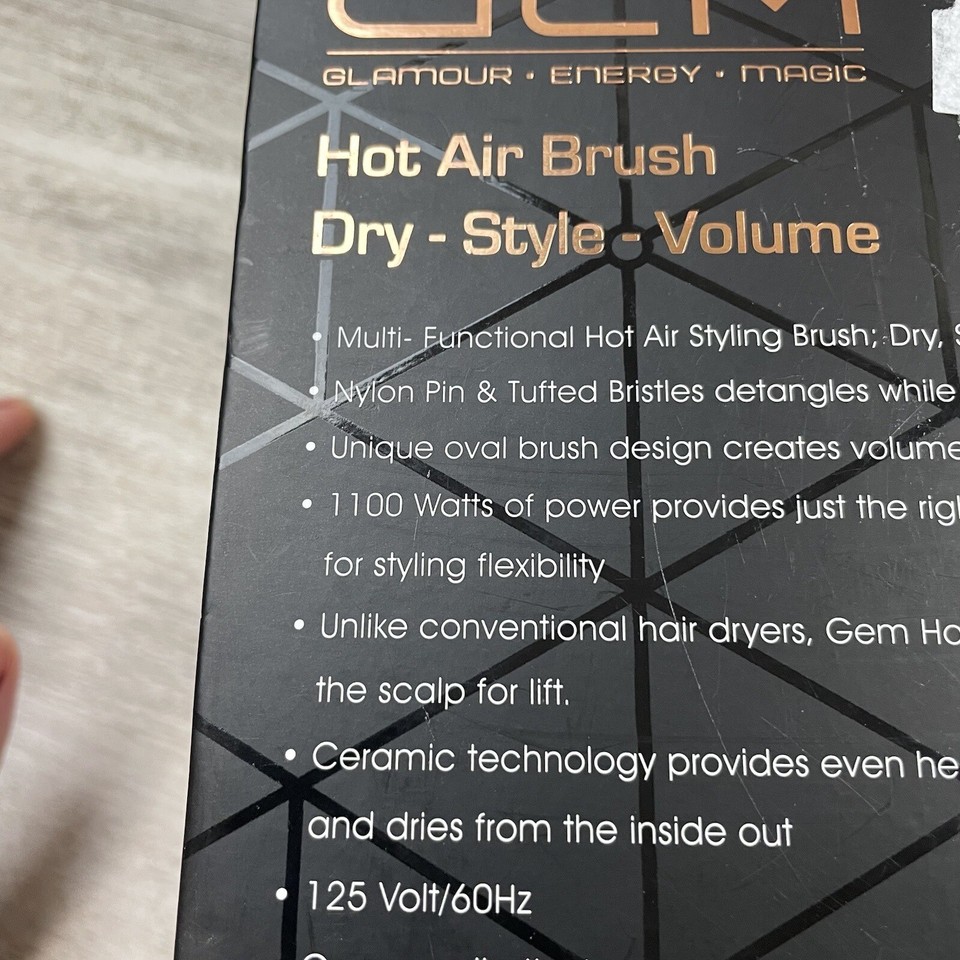 GEM Hot Air Brush Dry Style Volume Glamour Energy Magic Ceramic Barrel