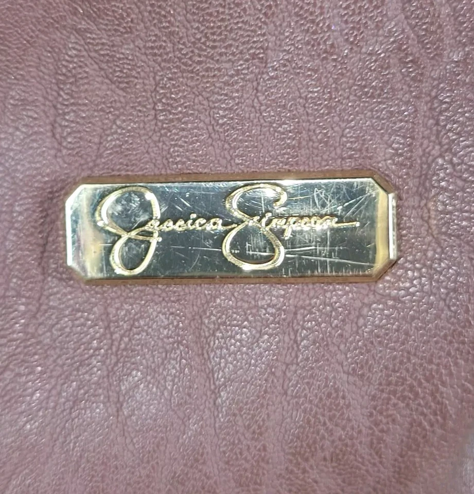 Bolso de Mano Jessica Simpson Único Púrpura Envejecido Estampado Animal Bolso con Lazo Foto 4 de 4