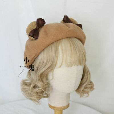 Japanese Color Cute Bear Ear Beret Painter Hat Warm Hat Hair Accessories 