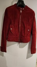 Vintage Emporio Armani Red Velvet Jacket Women Size S 100%leather