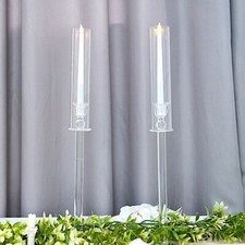 2 Crystal Clear 26" Glass Hurricane Taper CANDLE HOLDERS Cylinder Shades Party