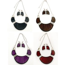 NEW Jewelry Chunky Vintage Costume Tribal Bib Collar Necklace Earrings Set 1