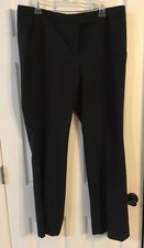 Talbots Navy Blue Wool Blend Flat Front Faux Front Back Pockets Pants NWOT 12