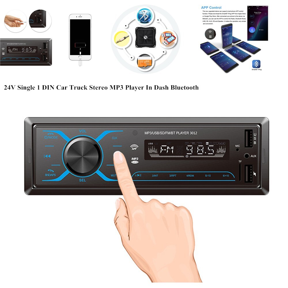 24Vオーディオ CD/Bluetooth/USB/AUX デコデコ取付済 24Vオーディオ CD