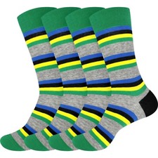 Men's Novelty Cotton Dress Socks - Colorful Unique Fashion Sock - 4 Pair Packs
